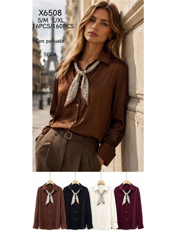 Camisa efecto seda pañuelo