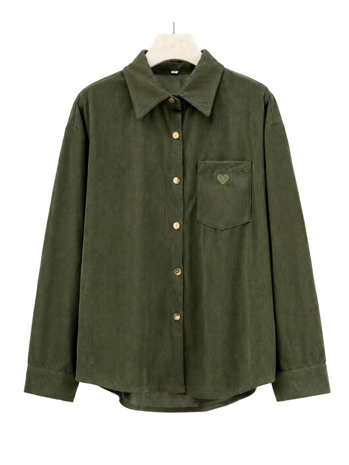 Camisa terciopelo corazón bordado