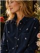 Camisa terciopelo flores bordadas