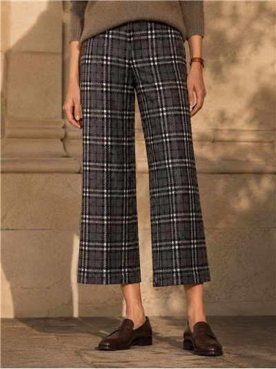 Pantalón cropped cuadros punto