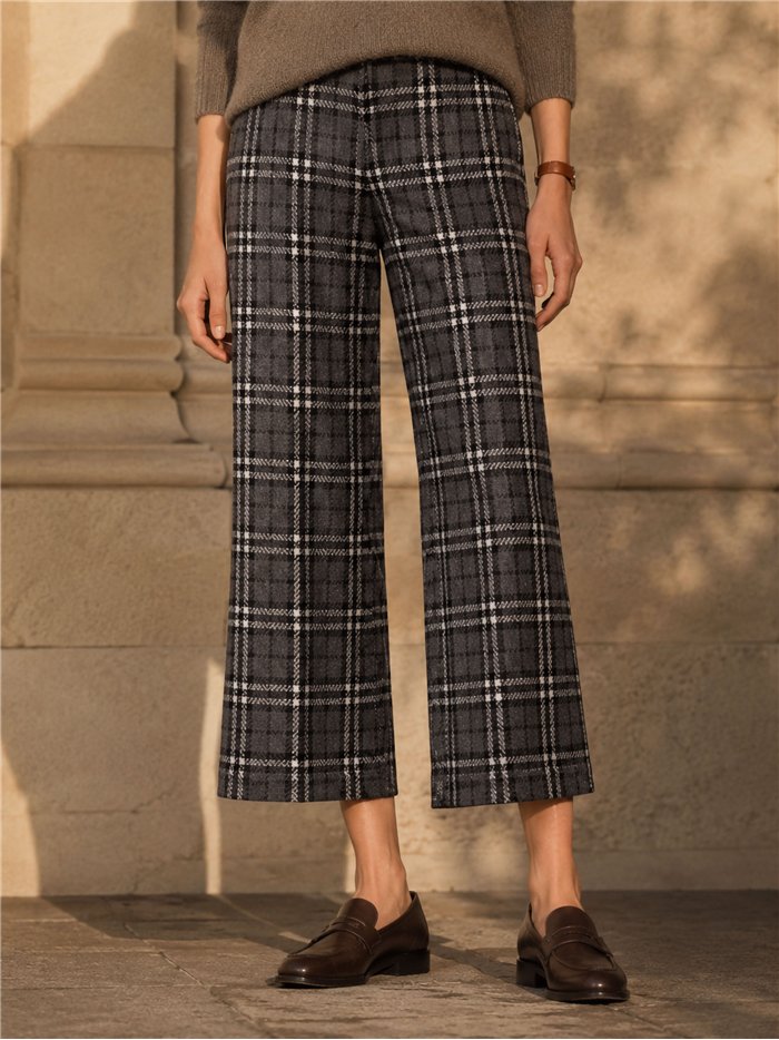 Pantalón cropped cuadros punto