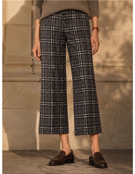 Pantalón cropped cuadros punto