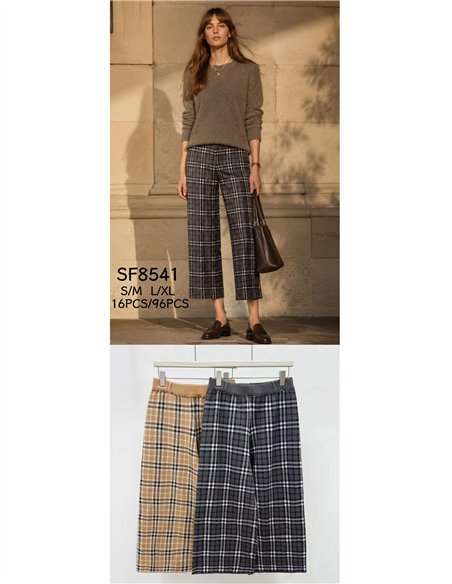 Pantalón cropped cuadros punto