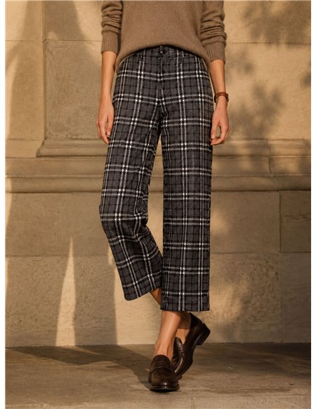 Pantalón cropped cuadros punto
