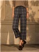 Pantalón cropped cuadros punto