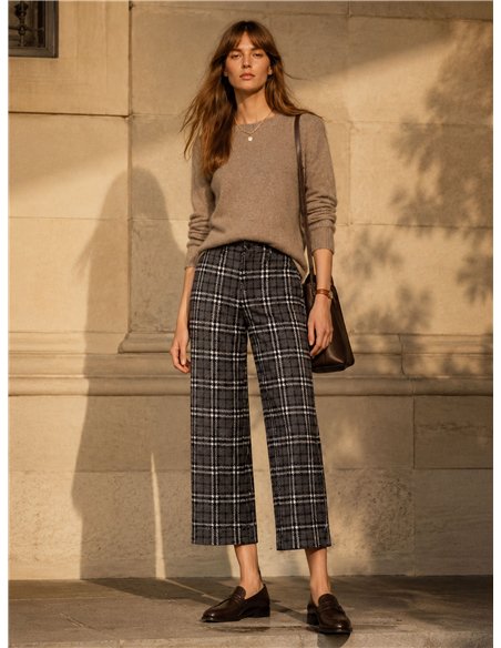 Pantalón cropped cuadros punto