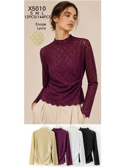 Textured lace high neck top 2