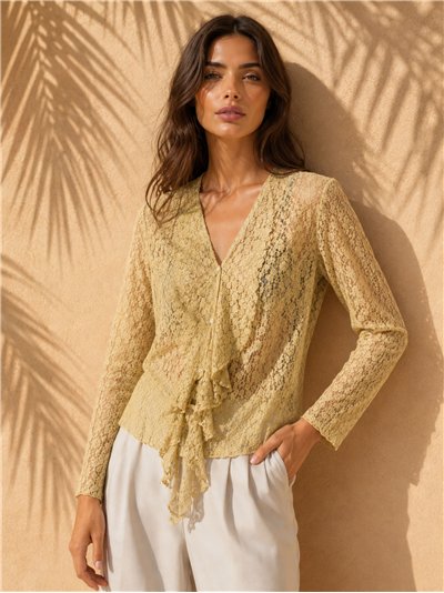 Ruffle front lace blouse