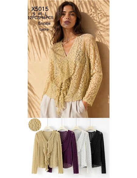Ruffle front lace blouse