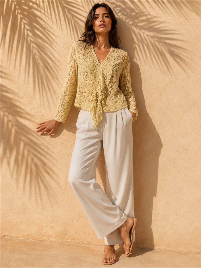 Ruffle front lace blouse