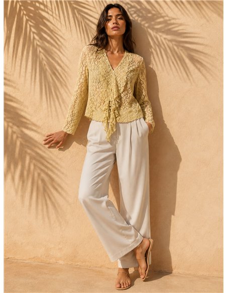 Ruffle front lace blouse
