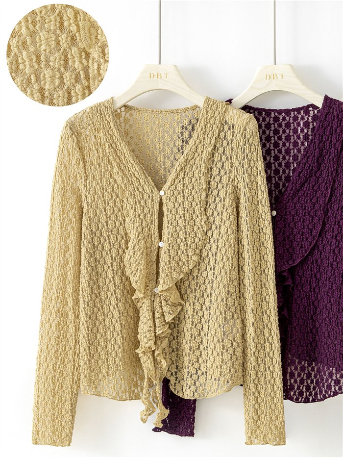 Ruffle front lace blouse