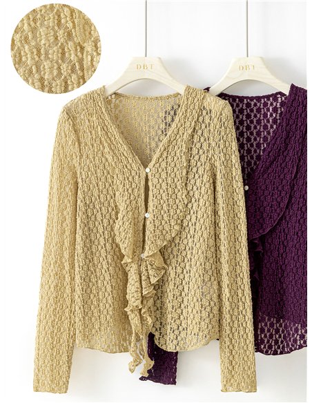 Ruffle front lace blouse