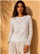Camiseta encaje floral cuello redondo