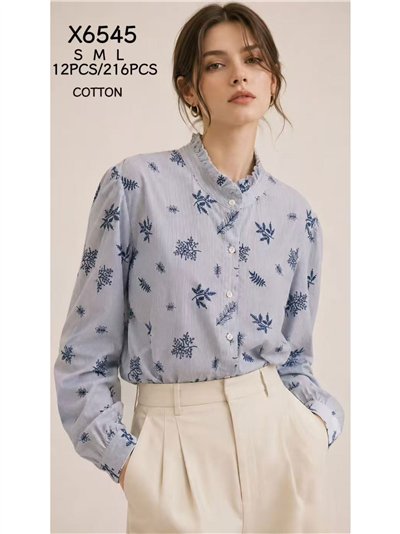 Striped floral embroidered shirt 2