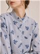 Striped floral embroidered shirt