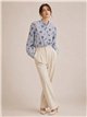 Striped floral embroidered shirt