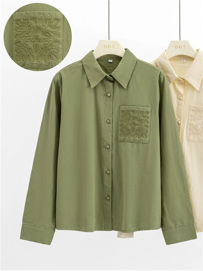 Camisa algodón bolsillo bordado
