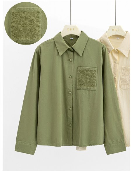 Camisa algodón bolsillo bordado