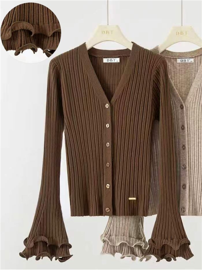 Chaqueta canalé manga campana
