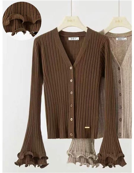 Chaqueta canalé manga campana