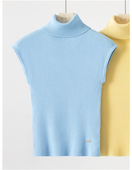 Top canalé cuello vuelto