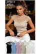 Ribbed lace yoke knit top
