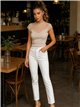 Ribbed lace yoke knit top