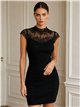 Ribbed lace yoke knit dress