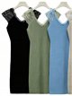 Ribbed V neck lace knit dress