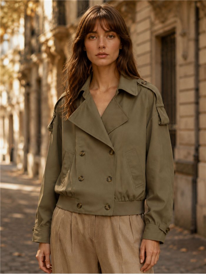 Cropped trench jacket