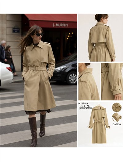 Belted long trench coat 2