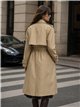 Belted long trench coat