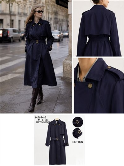 Belted long trench coat 2