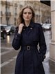 Belted long trench coat