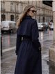 Belted long trench coat