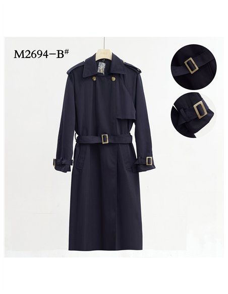Belted long trench coat