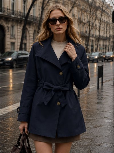 Gabardina corta cinturón
