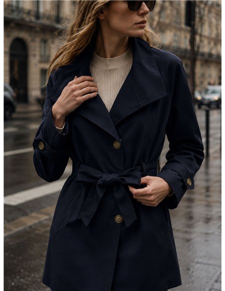 Gabardina corta cinturón