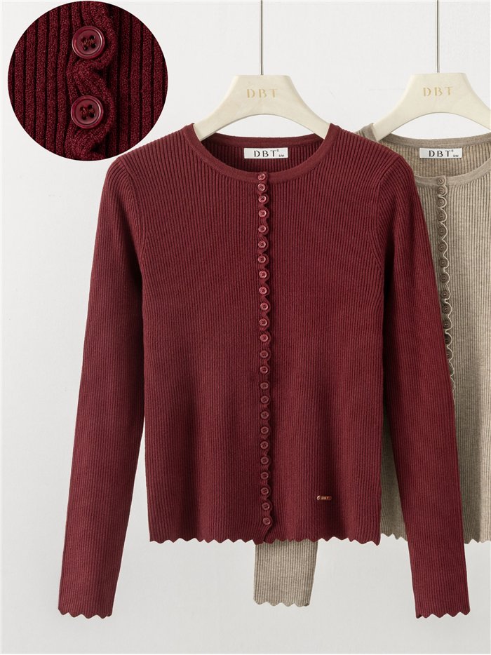 Chaqueta punto canalé botones