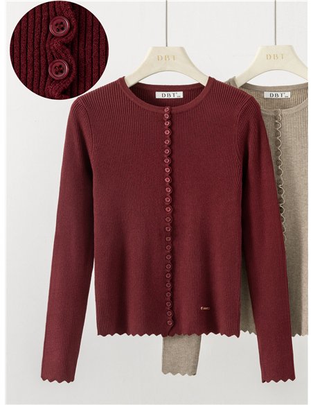 Chaqueta punto canalé botones