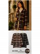 Checked cardigan with faux leather pockets