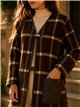 Checked cardigan with faux leather pockets