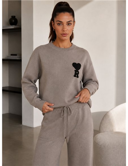 Conjunto jersey corazón y pantalón wide leg