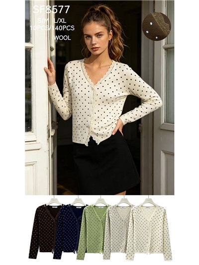 Polka dot lace trim cardigan 2