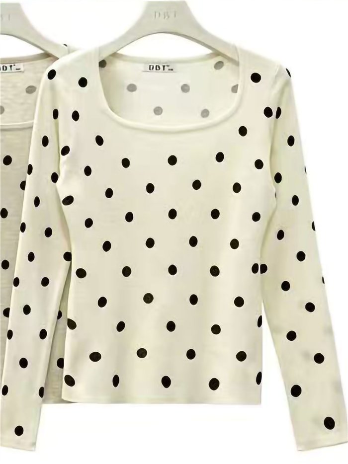 pull à pois à encolure carrée