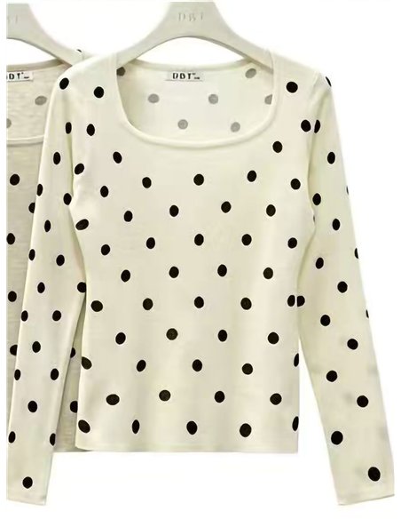pull à pois à encolure carrée