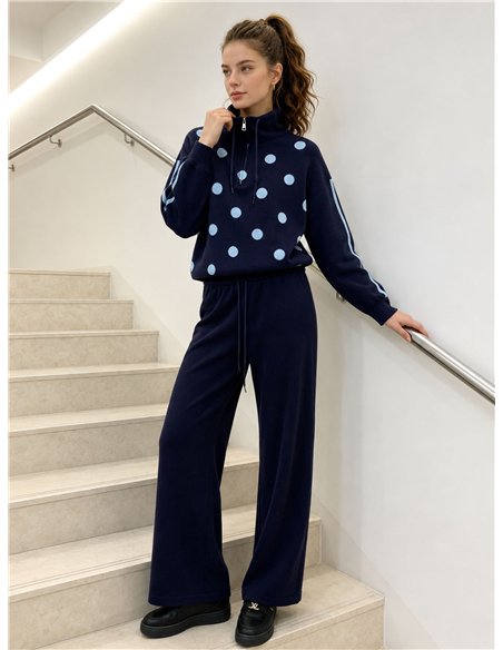 ensemble pull à pois zippé et pantalon large