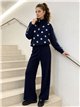 ensemble pull à pois zippé et pantalon large