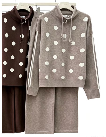 ensemble pull à pois zippé et pantalon large